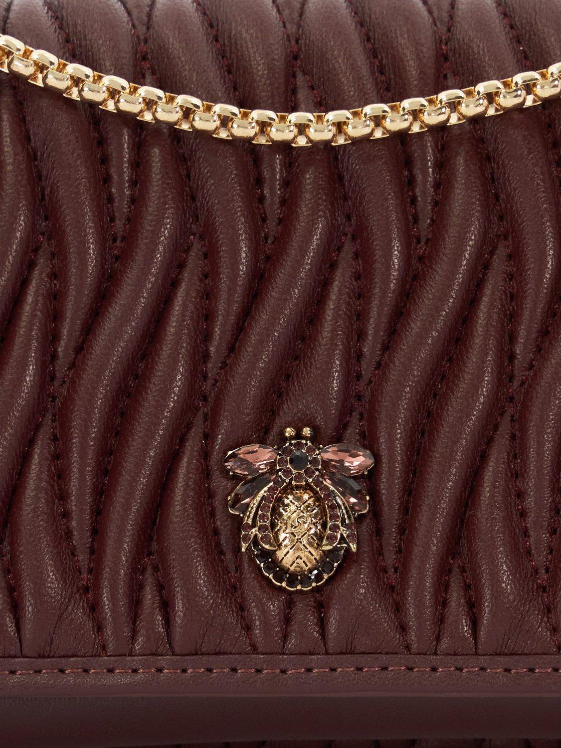 Product image 4 of 4, which shows Dune London Strong Wave Quilted Leather Crossbody Bag, Burgundy