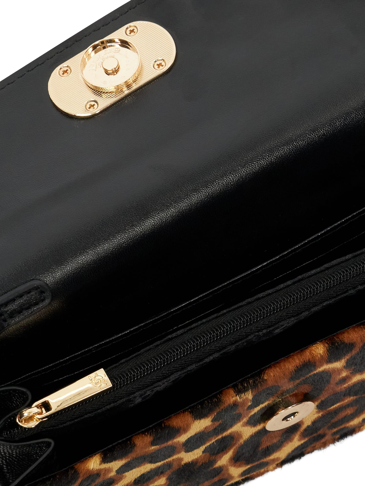 Product image 4 of 5, which shows Dune London Sapphire Leather Chain Micro Bag, Leopard Print