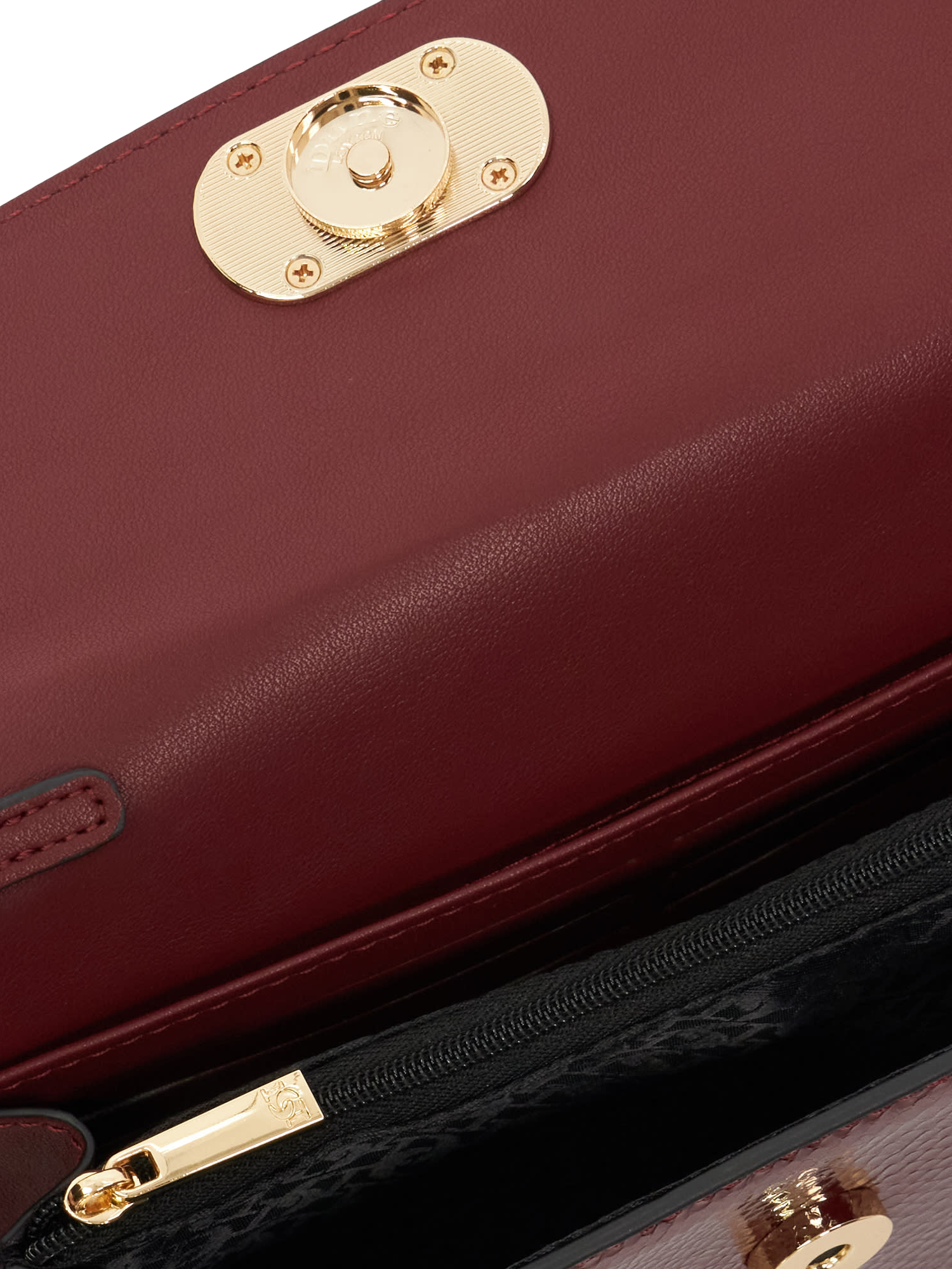 Product image 4 of 5, which shows Dune London Sapphire Leather Chain Micro Bag, Burgundy