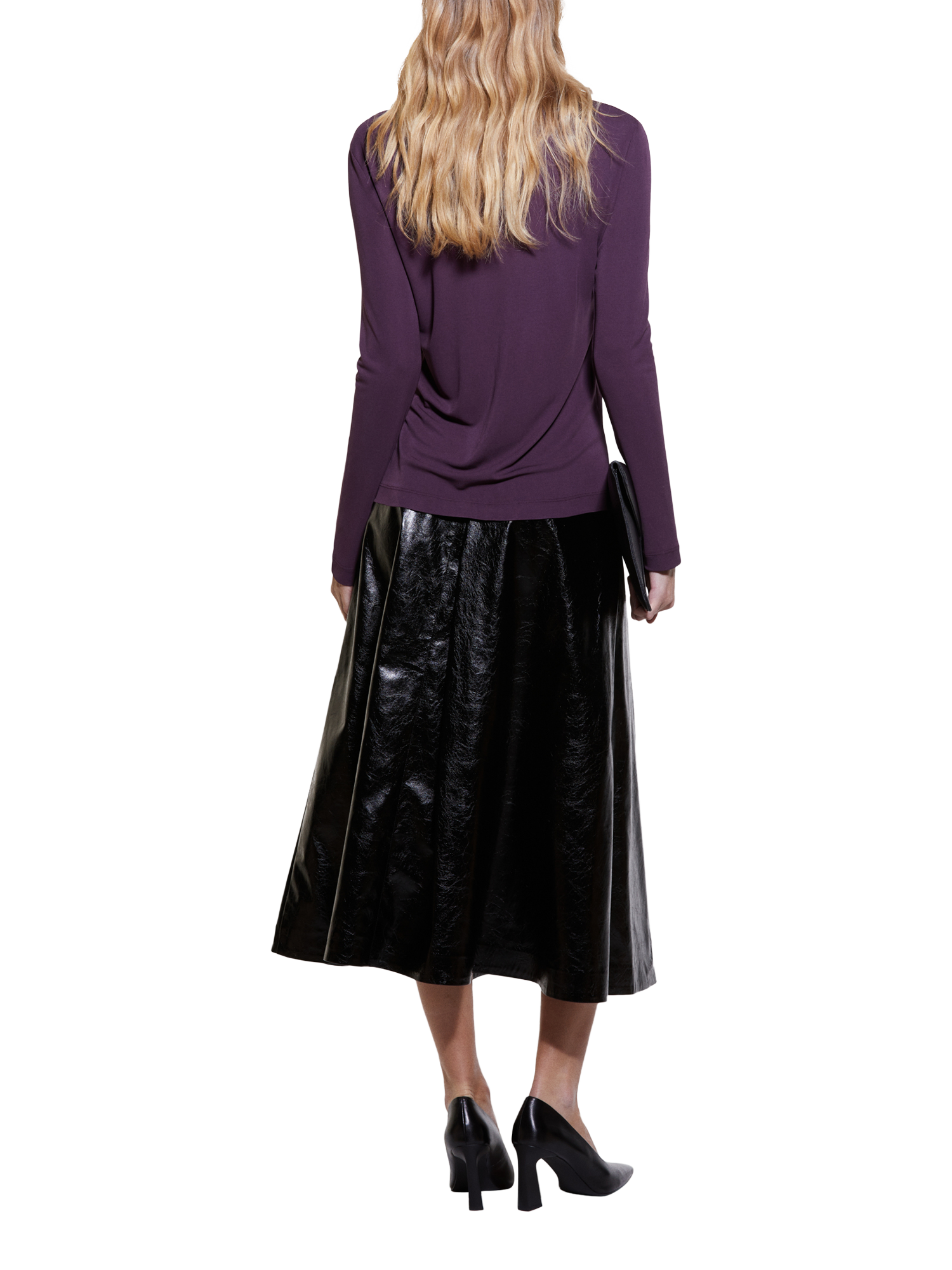 Product image 2 of 4, which shows SISLEY Patent Faux Leather Skirt, Black, 14