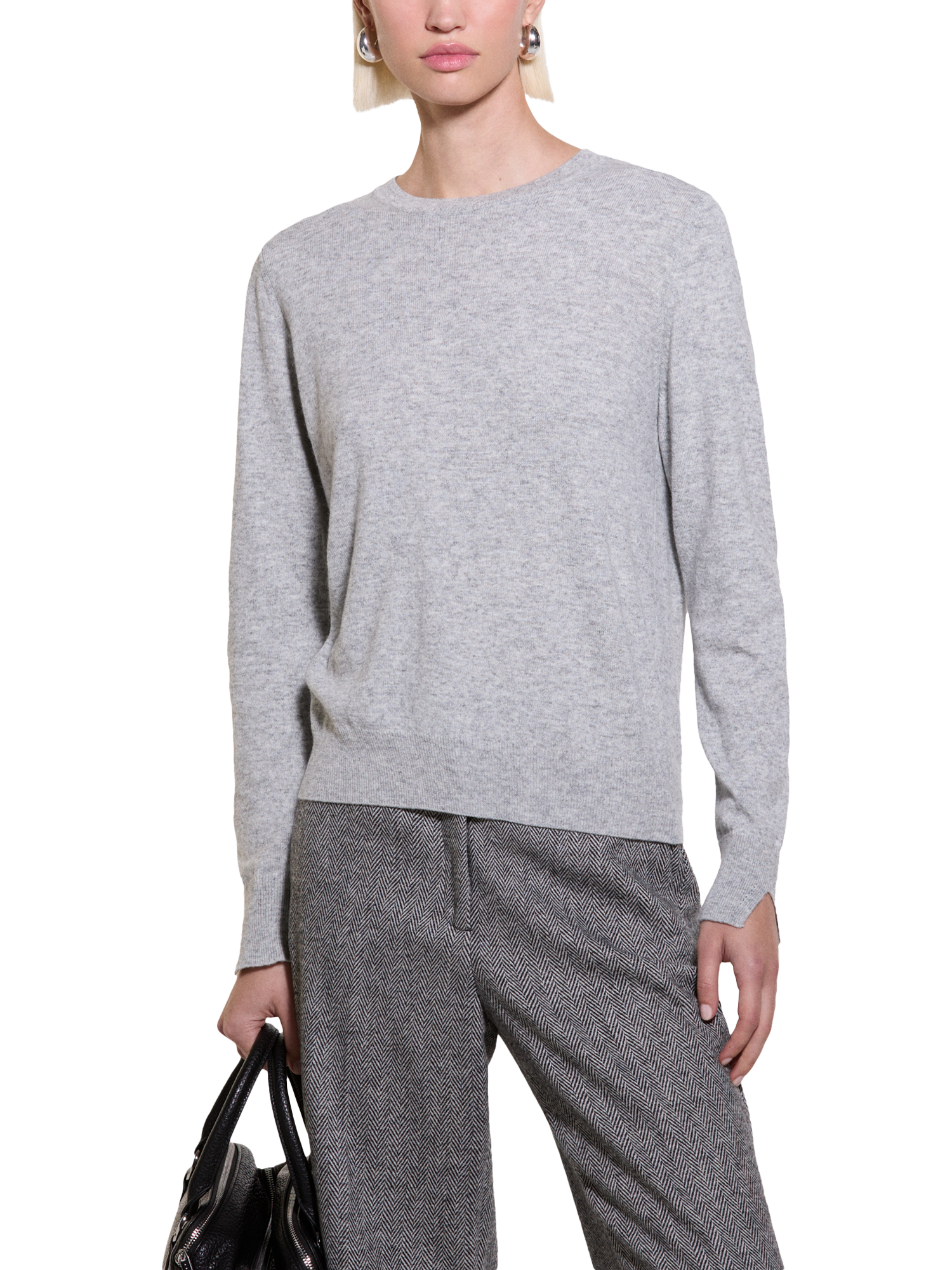 SISLEY Wool Blend Crew Neck Jumper, Grey