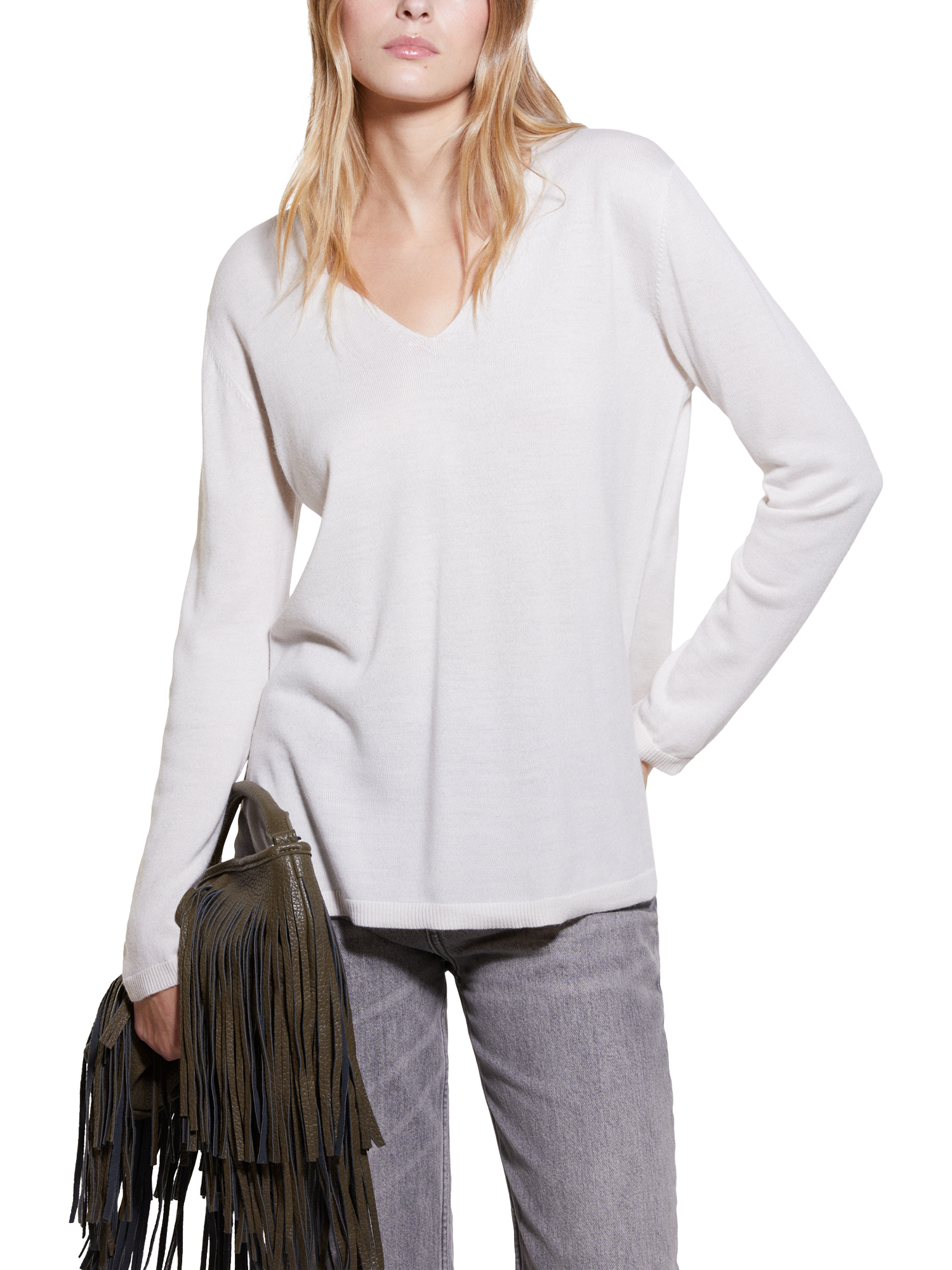 SISLEY Oversized Wool Blend Jumper, Cream White