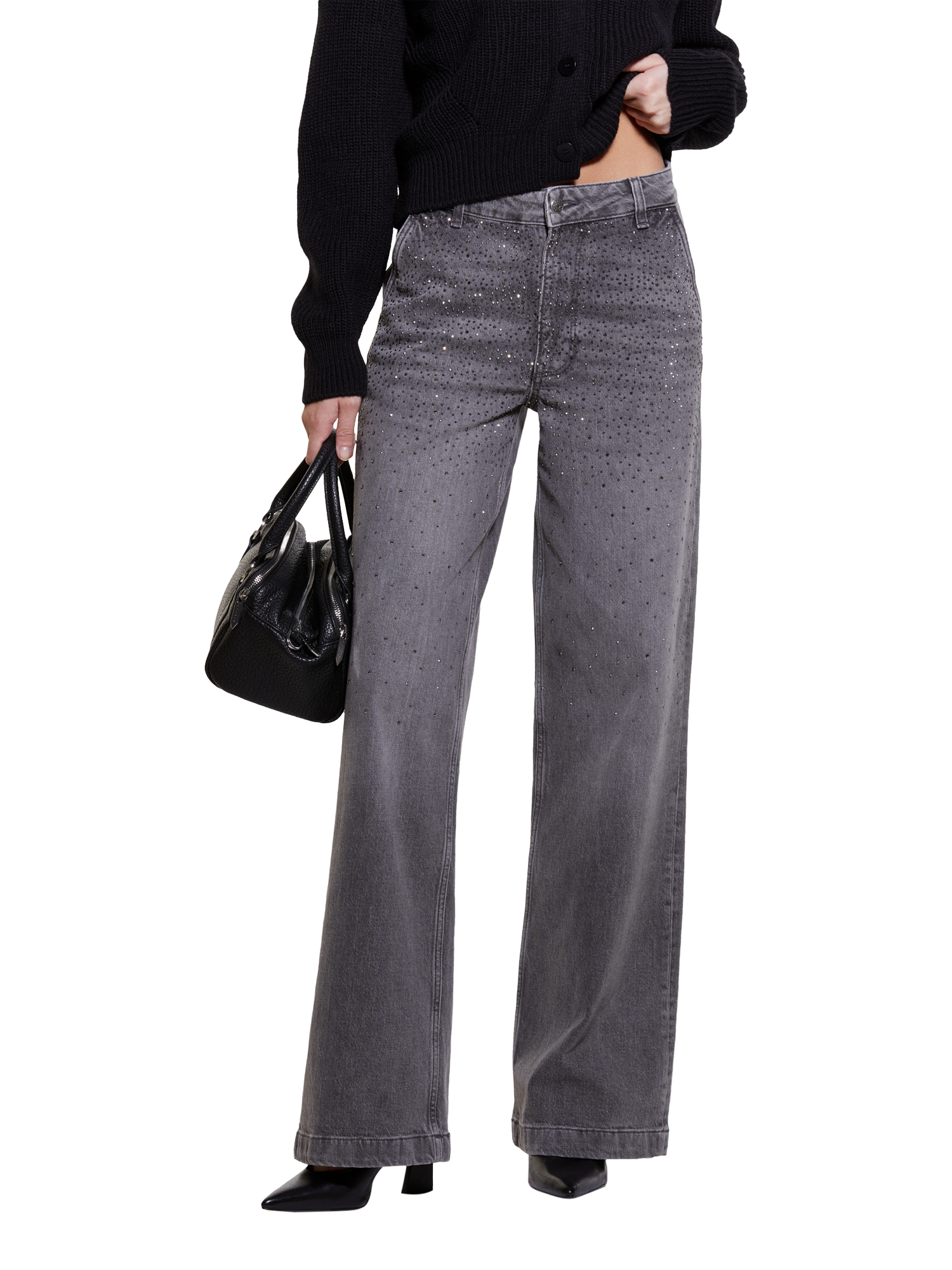 SISLEY Rhinestone Jeans, Grey