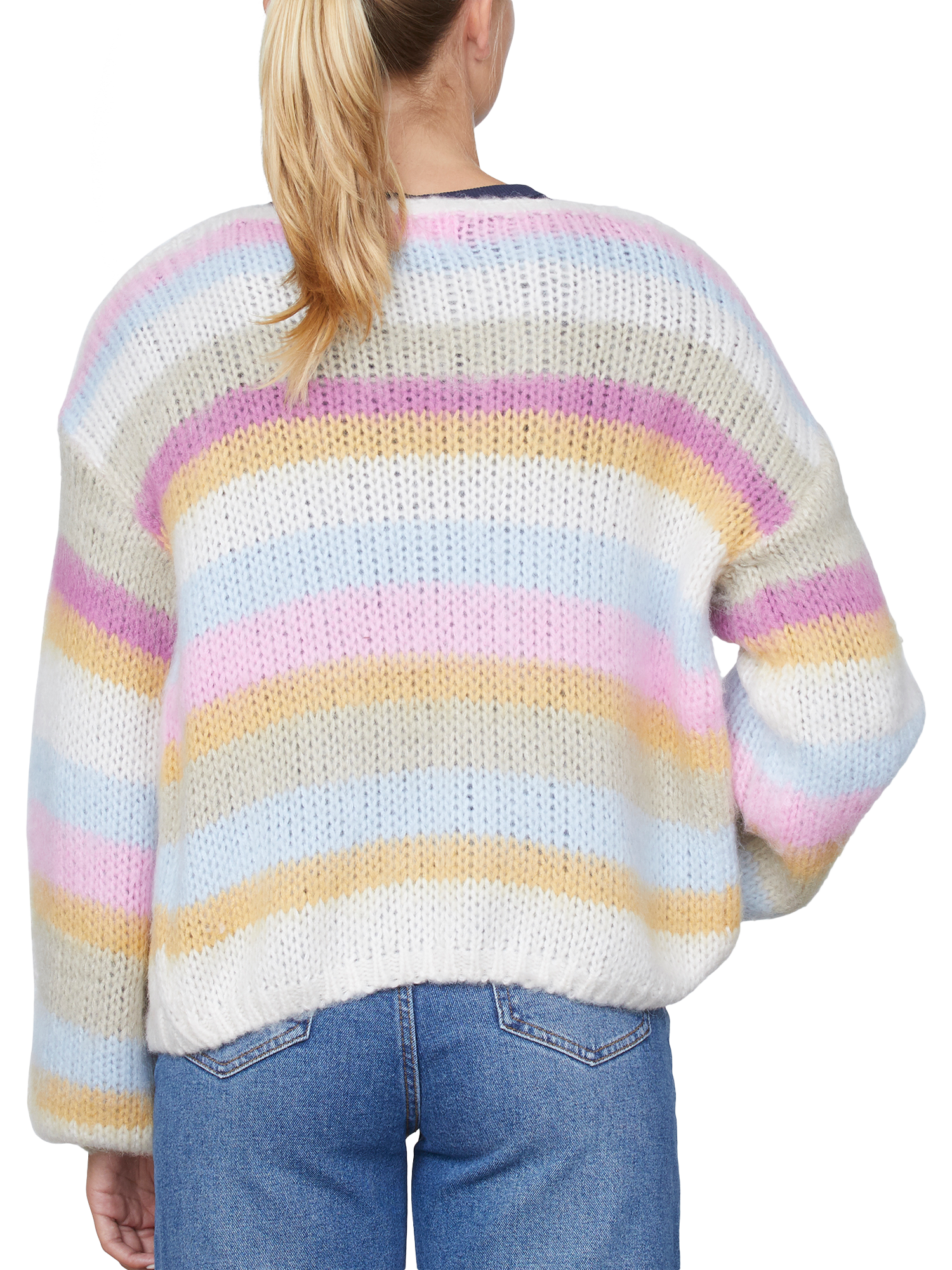 Product image 2 of 4, which shows Sisters Point Lidar Stripe Cardigan, Pink/Multi, S