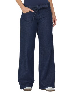 Sisters Point Onea Tie Waist Wide Leg Jeans, Unwashed Blue, Unwashed Blue