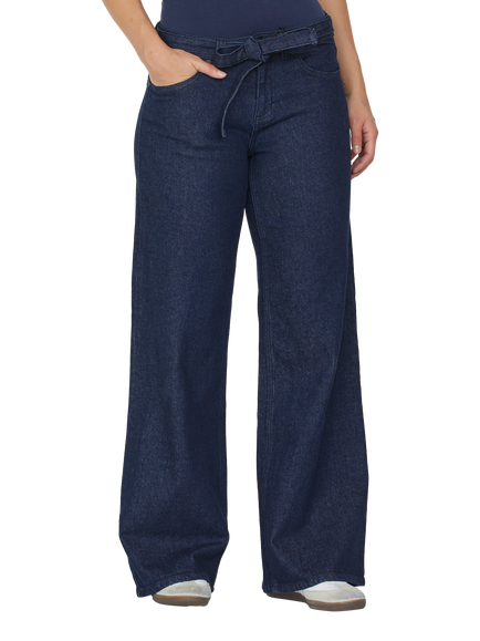 Sisters Point Onea Tie Waist Wide Leg Jeans, Unwashed Blue, Unwashed Blue