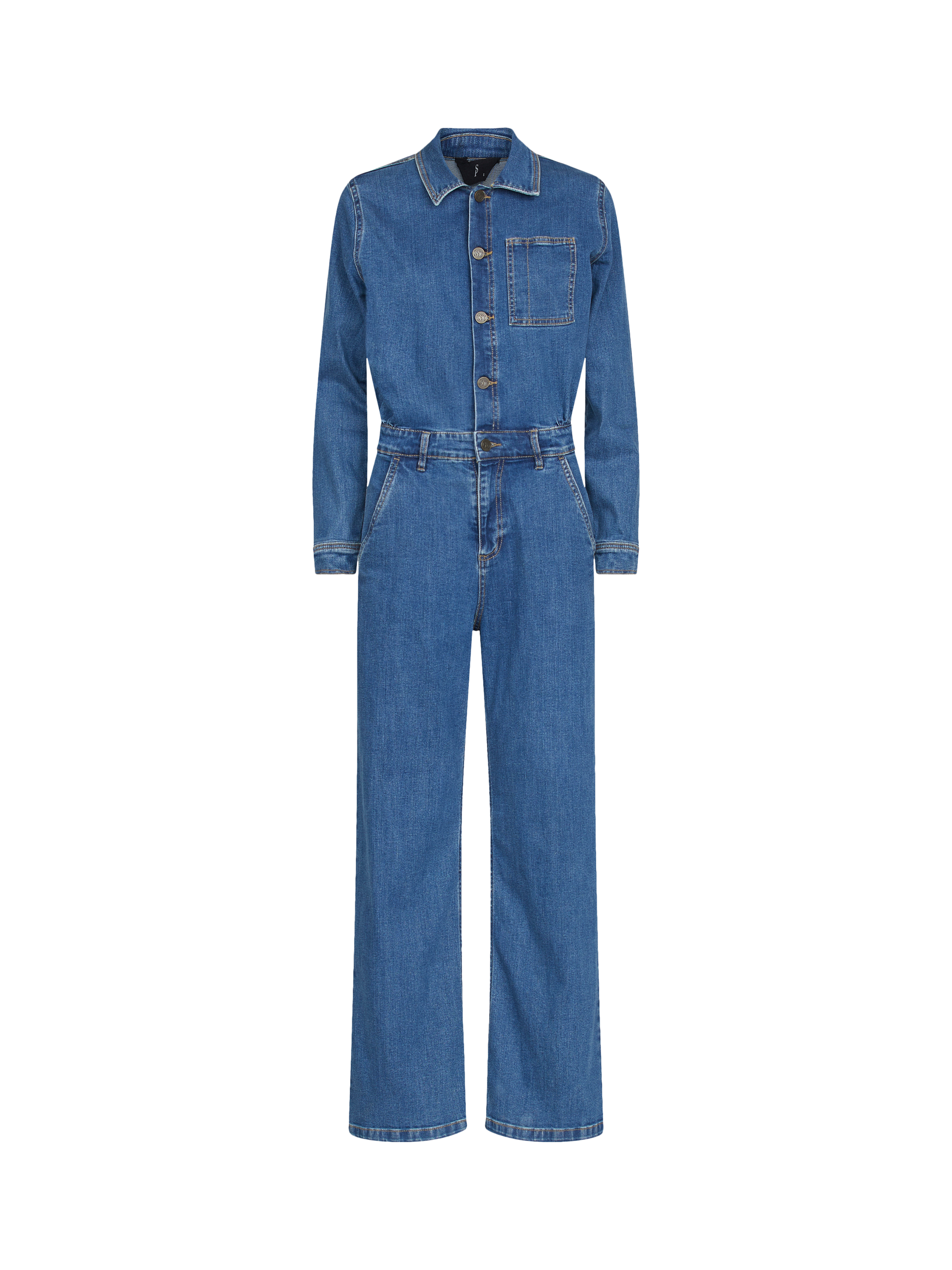 Product image 3 of 4, which shows Sisters Point Ovea Denim Jumpsuit, Mid Blue Wash, L