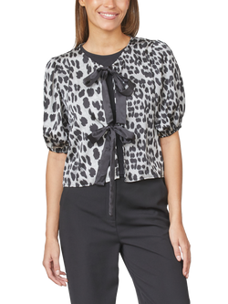 Sisters Point Nell Animal Puff Sleeve Top, Grey/Black, Grey/Black