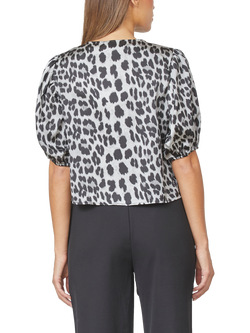 Sisters Point Nell Animal Puff Sleeve Top, Grey/Black - view 2, Grey/Black