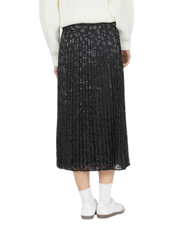 Sisters Point Malou Animal Jacquard Pleated Midi Skirt, Black/Silver - view 2, Black/Silver