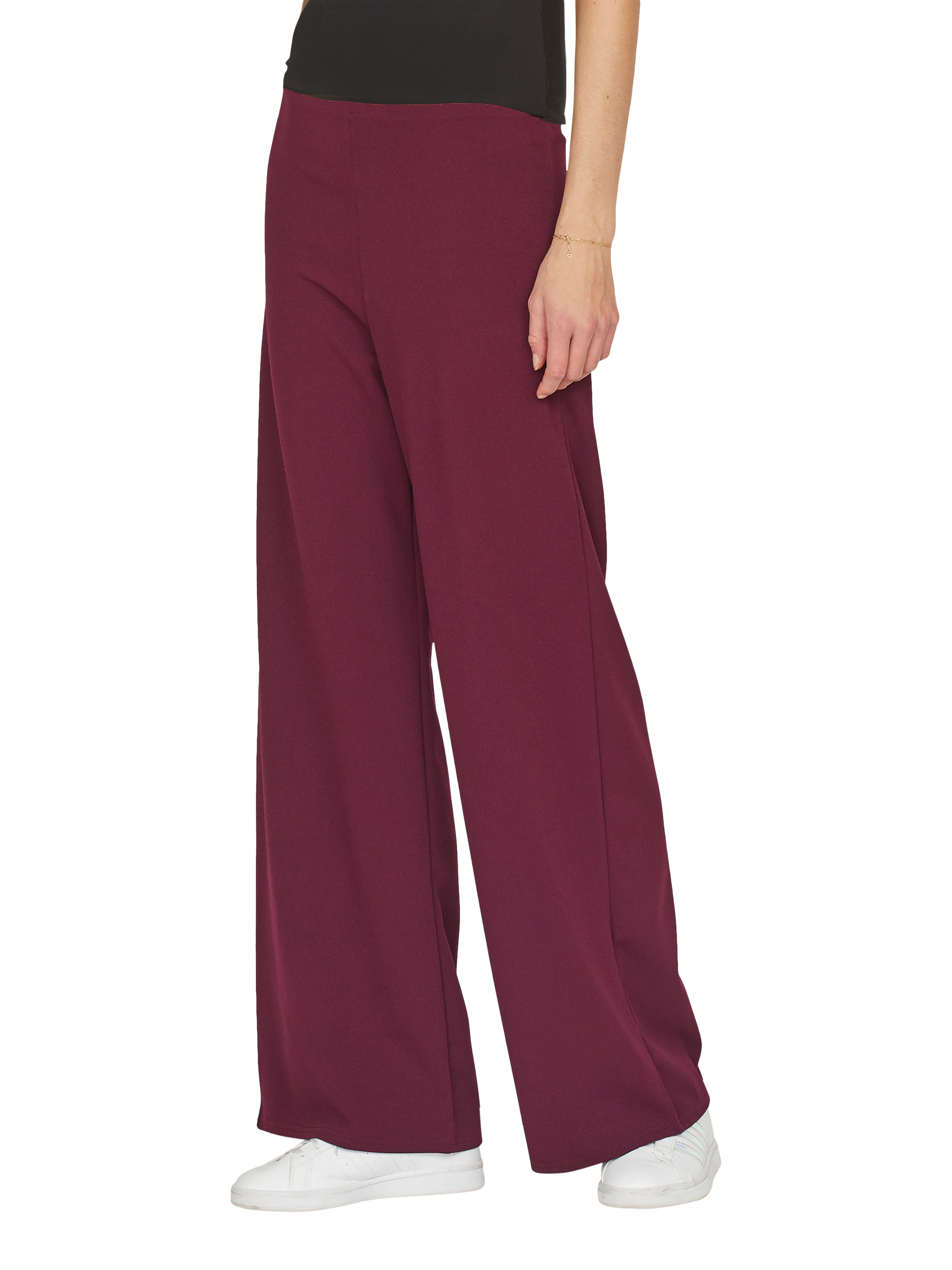 Product image 1 of 4, which shows Sisters Point Glut Wide Leg Trousers, Bordeaux, XS