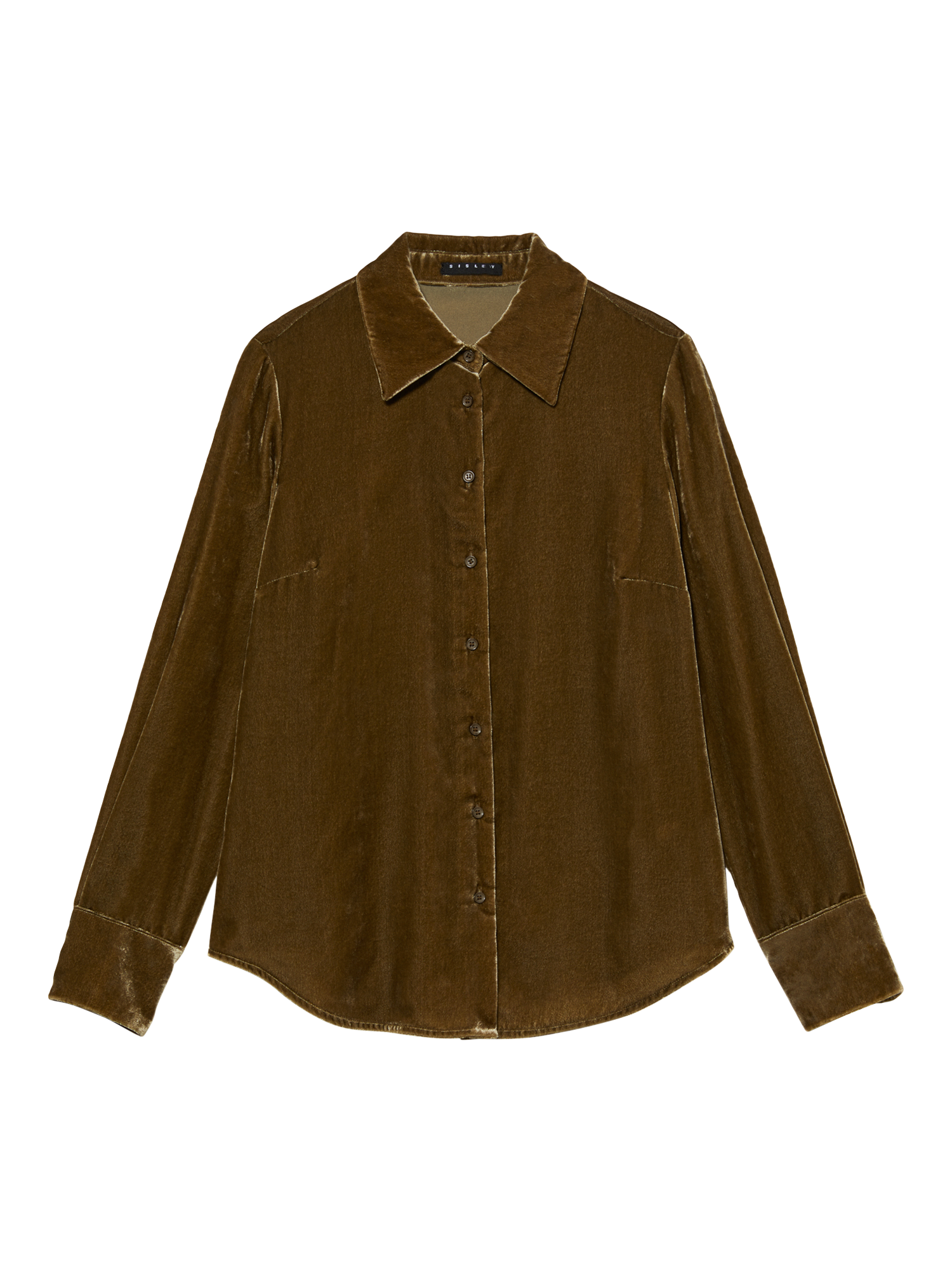 Product image 5 of 5, which shows SISLEY Velvet Long Sleeve Shirt, Olive Green, XS