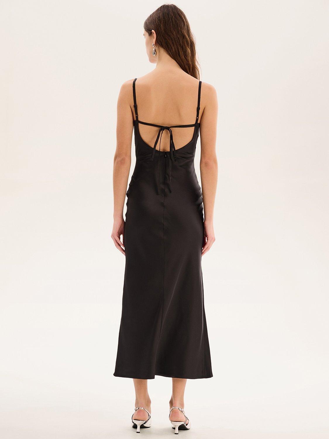 Product image 3 of 5, which shows OMNES Belle Cowl Neck Satin Dress, Black, 4