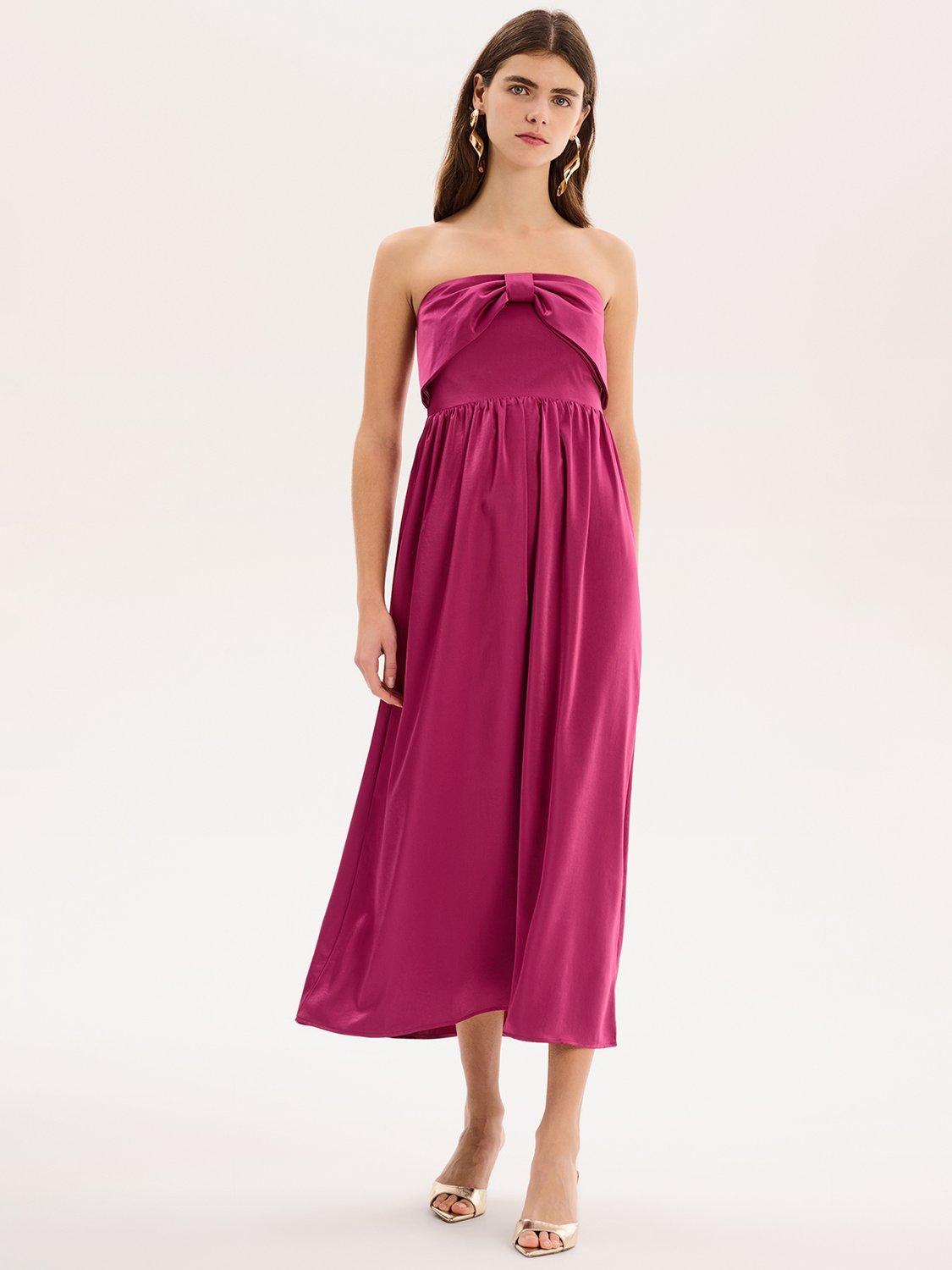 Product image 1 of 5, which shows OMNES Millie Bow Strapless Dress, Magenta, 4