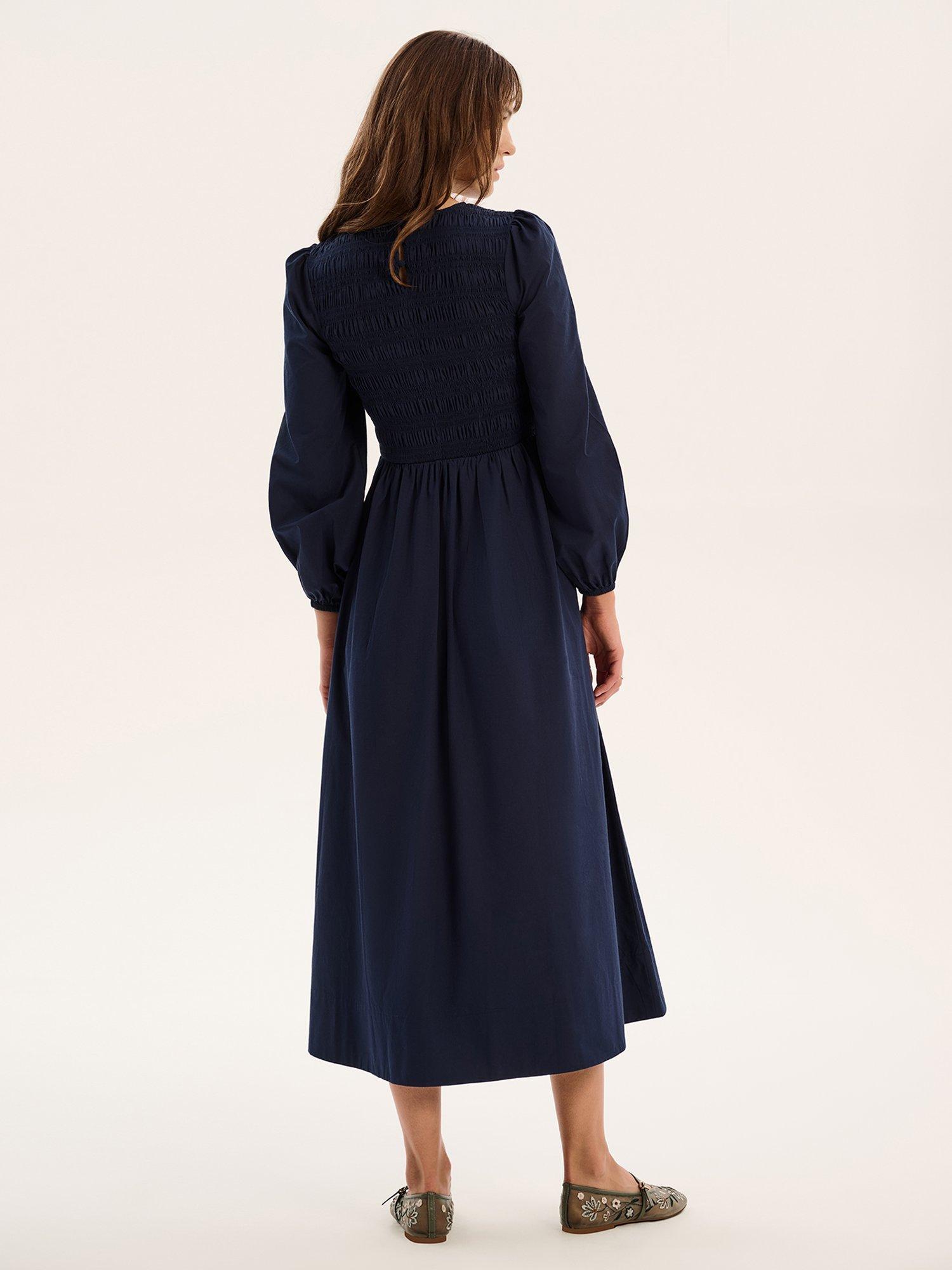 Product image 4 of 5, which shows OMNES Saint Midi Dress, Navy, 6