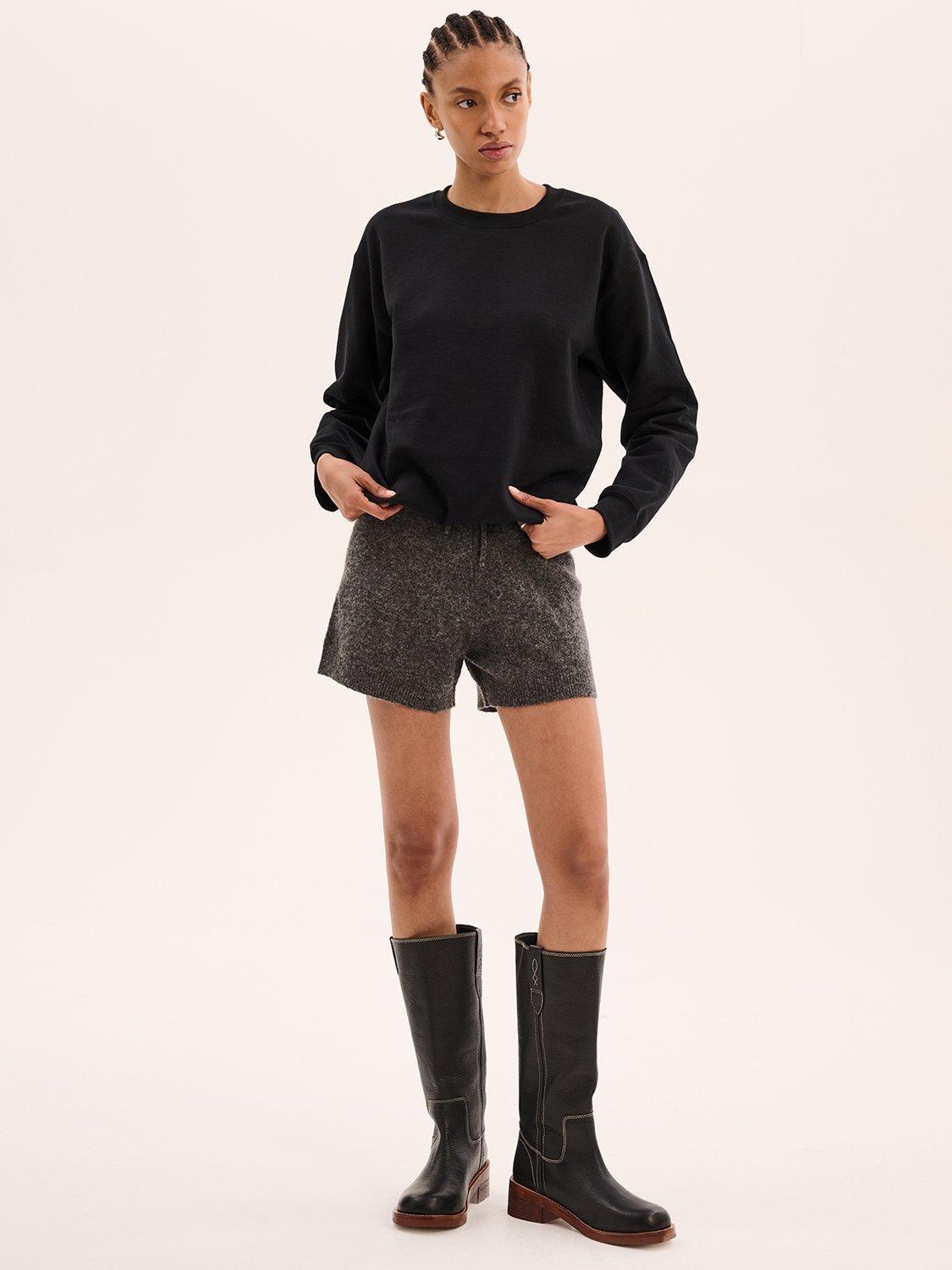 Product image 1 of 5, which shows OMNES Kayleigh Knit Shorts, Grey Marl, XS