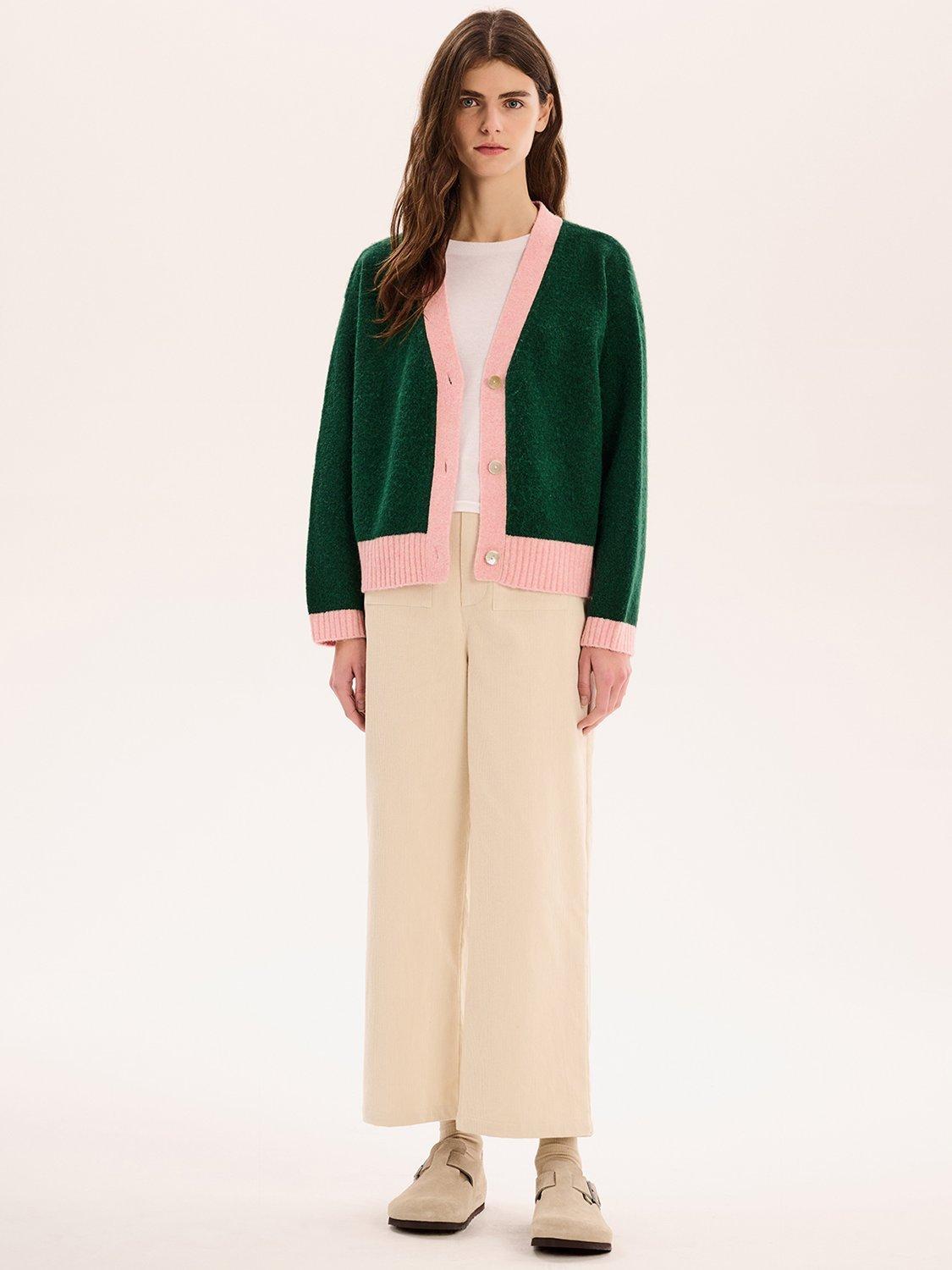 Product image 1 of 5, which shows OMNES Henni Boxi Cardigan, Green, XS