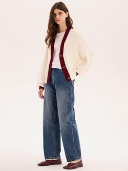 OMNES Hopper Oversized Contrast Trim Cardigan - view 2, Cream