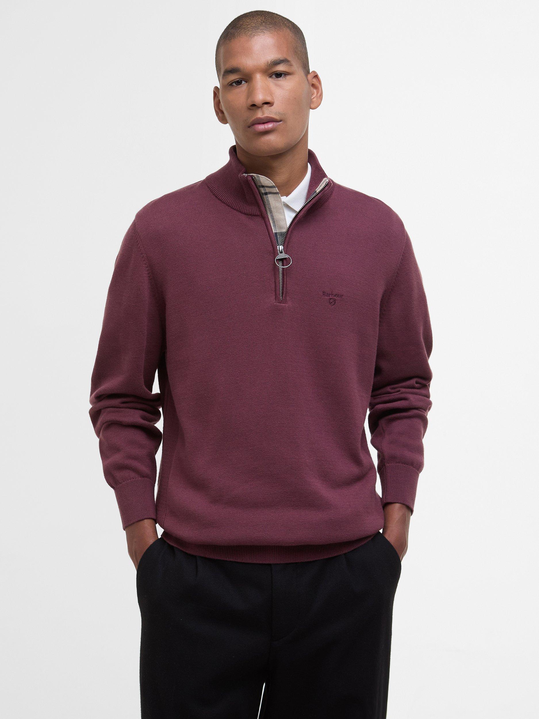 Barbour Cotton Half-Zip Jumper, Burnt Heather