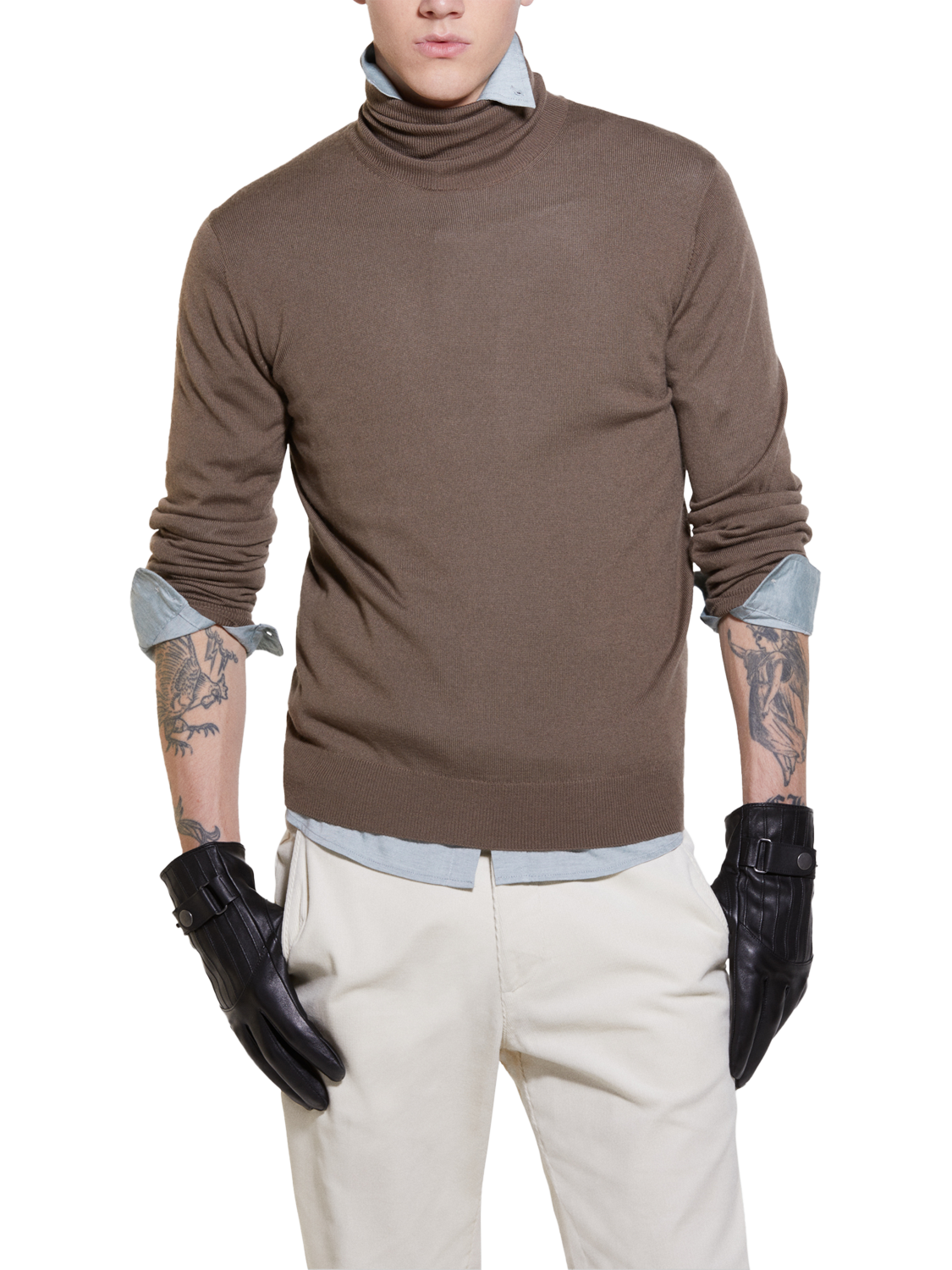 Product image 1 of 5, which shows SISLEY Wool Blend Roll Neck Jumper, Brown, XXL