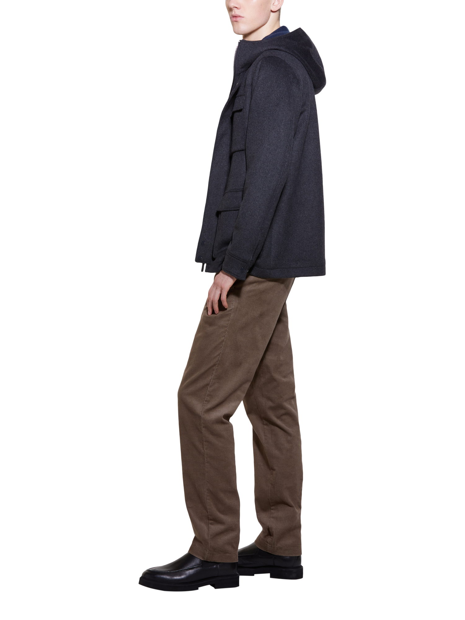 Product image 4 of 5, which shows SISLEY Ribbed Velvet Straight Trousers, Brown, 30R