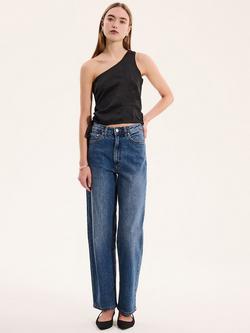 OMNES Sweeny Asymmetric Satin Top, Black, Black