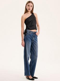 OMNES Sweeny Asymmetric Satin Top, Black - view 2, Black