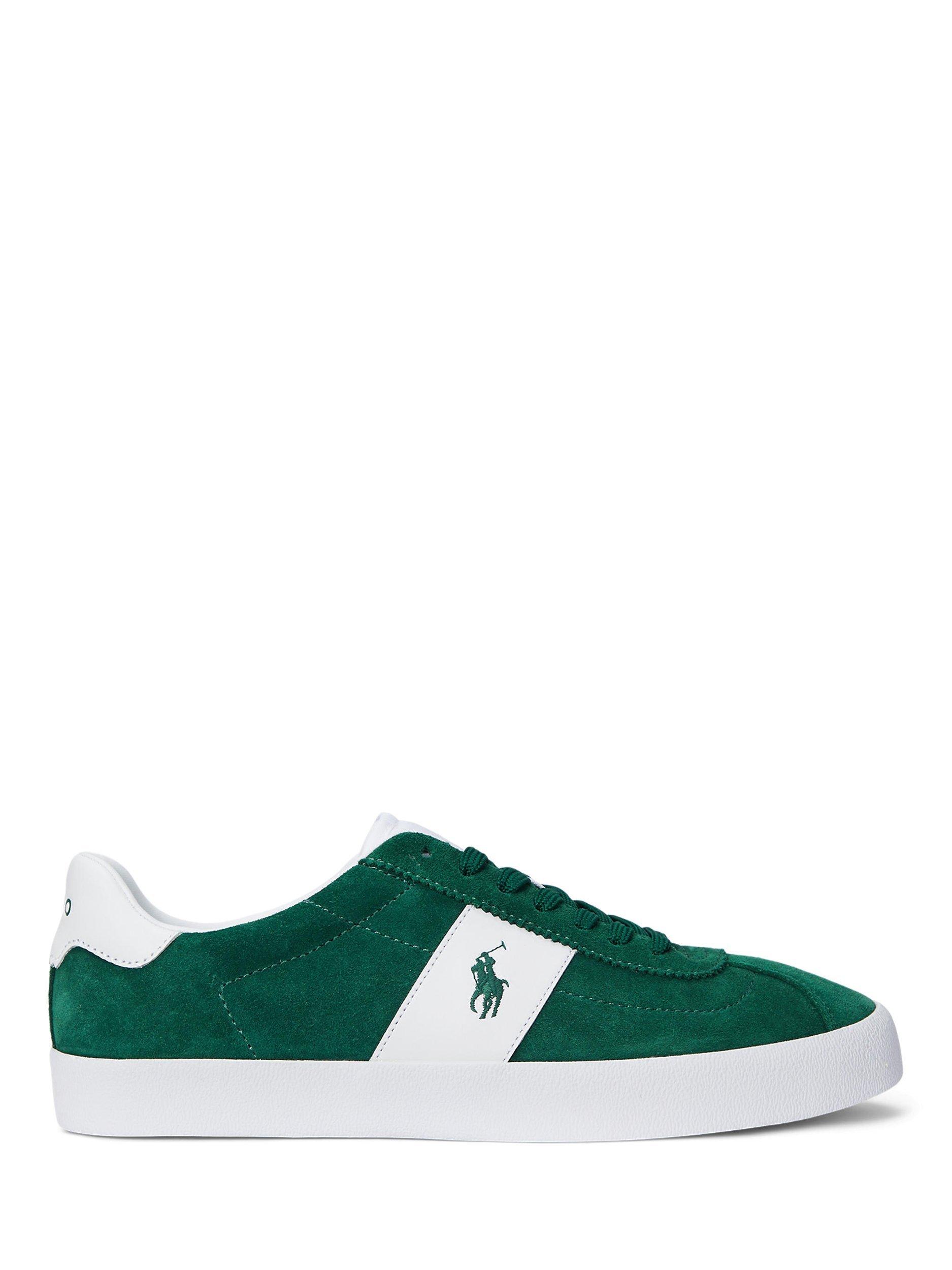 Product image 1 of 4, which shows Ralph Lauren Court VLC Suede Trainers, Green, 11
