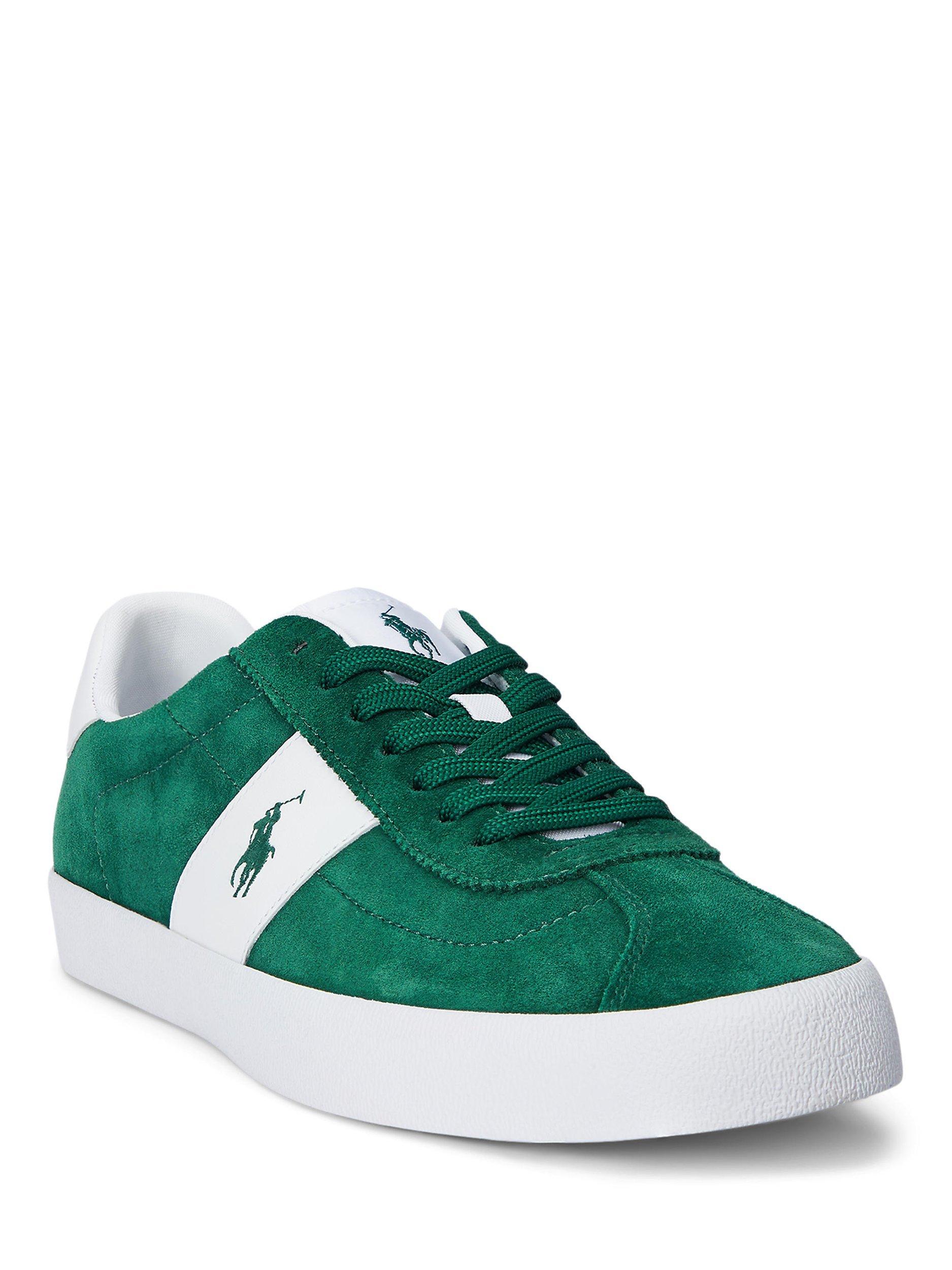 Product image 2 of 4, which shows Ralph Lauren Court VLC Suede Trainers, Green, 11