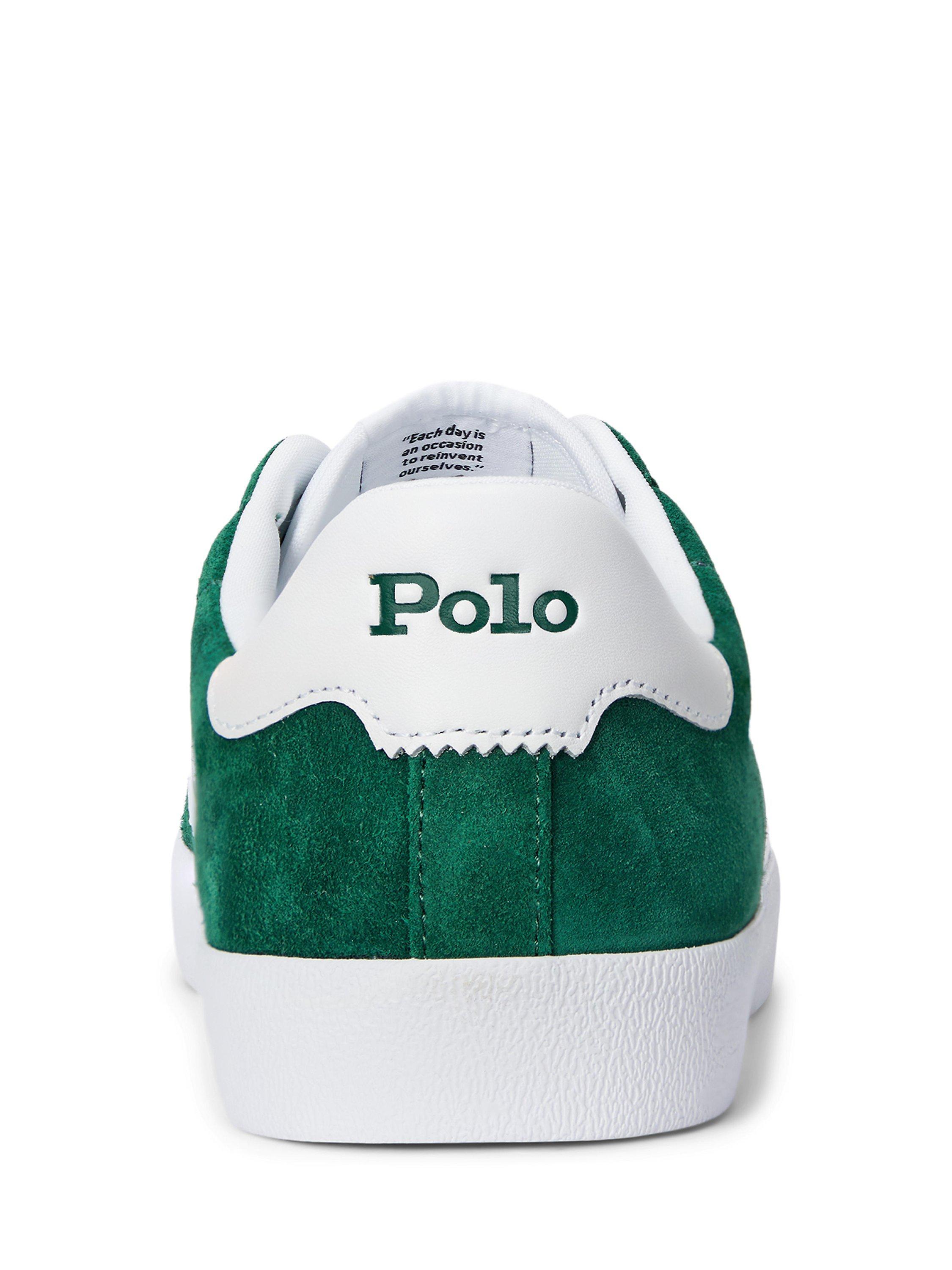 Product image 3 of 4, which shows Ralph Lauren Court VLC Suede Trainers, Green, 11
