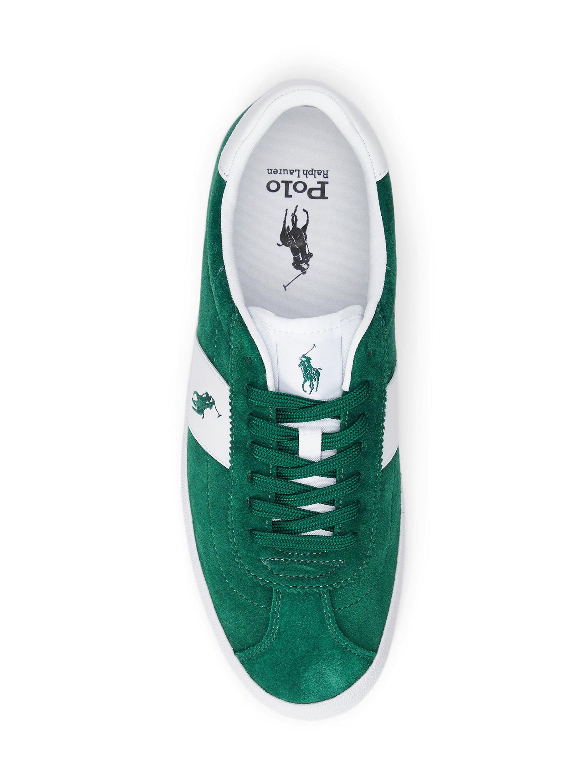 Product image 4 of 4, which shows Ralph Lauren Court VLC Suede Trainers, Green, 11