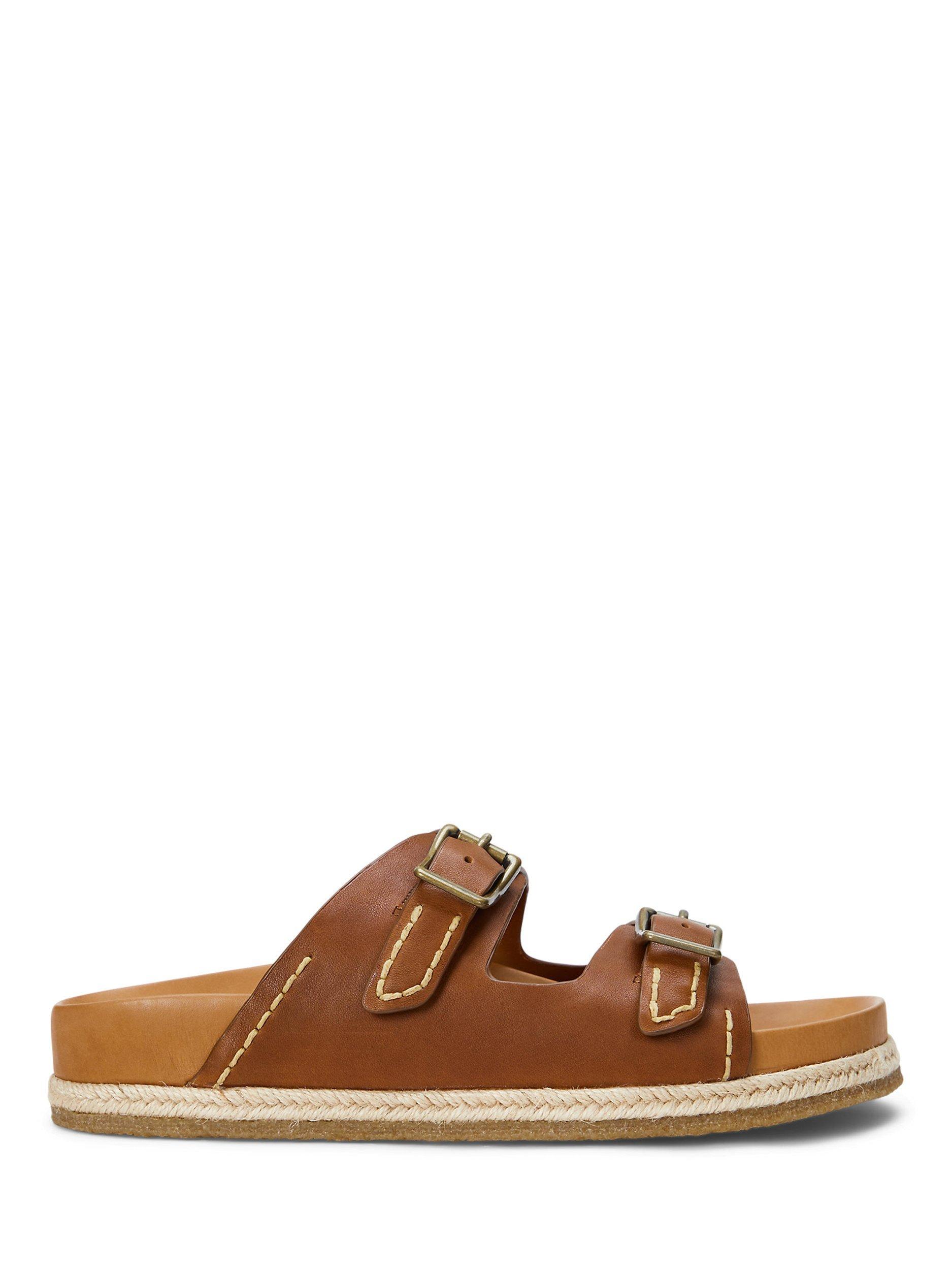 Product image 1 of 4, which shows Ralph Lauren Turbach Leather Sandals, Tan, 7
