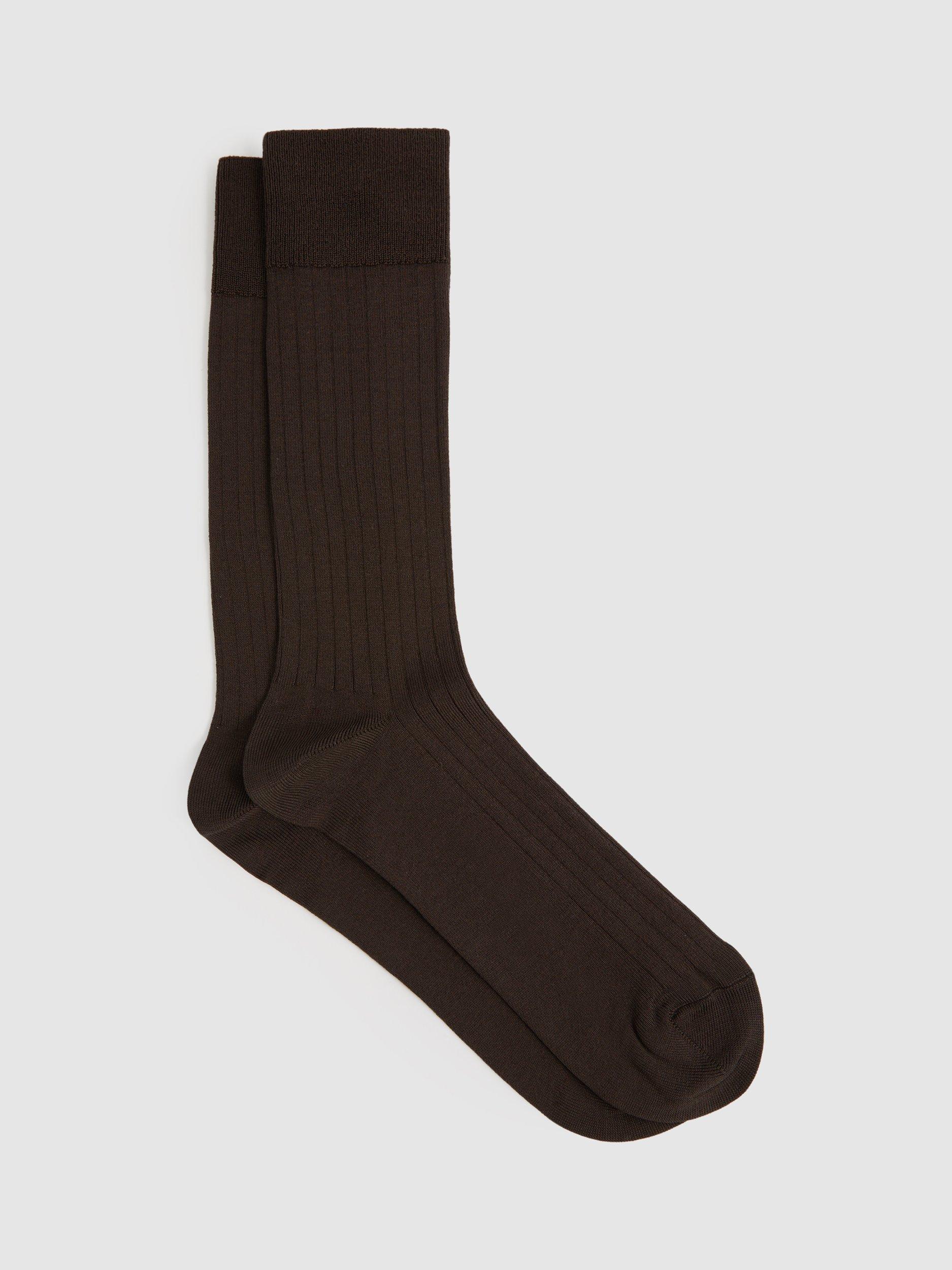 Reiss Otis Cotton-Blend Socks, Charcoal/Grey