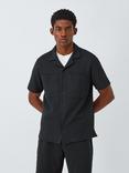 Kin Short Sleeve Jacquard Cotton Blend Shirt, Black Beauty