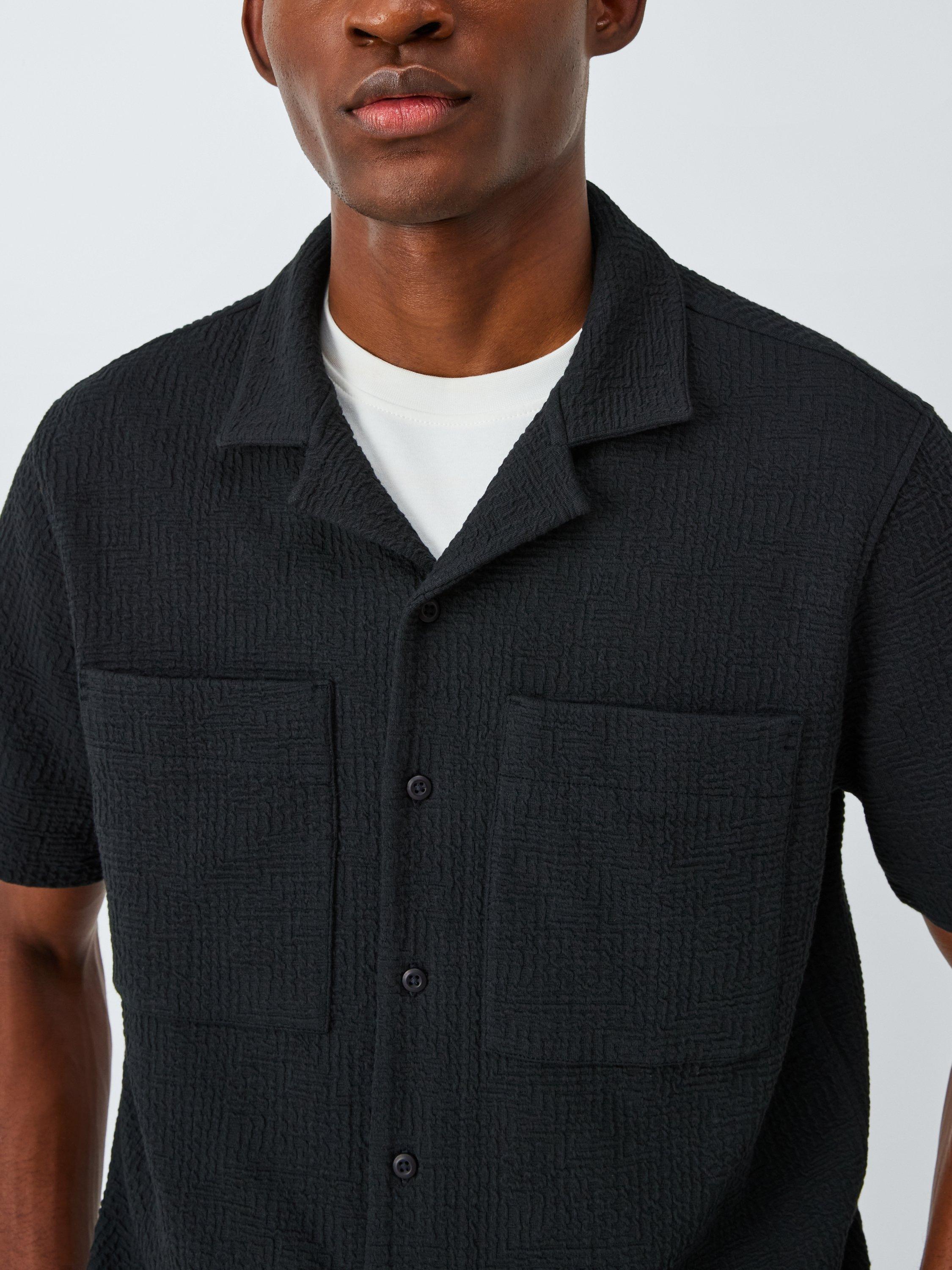 Product image 5 of 6, which shows Kin Short Sleeve Jacquard Cotton Blend Shirt, Black Beauty, S