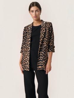 Soaked In Luxury Shirley Leopard Print Blazer, Brown/Multi, Brown/Multi