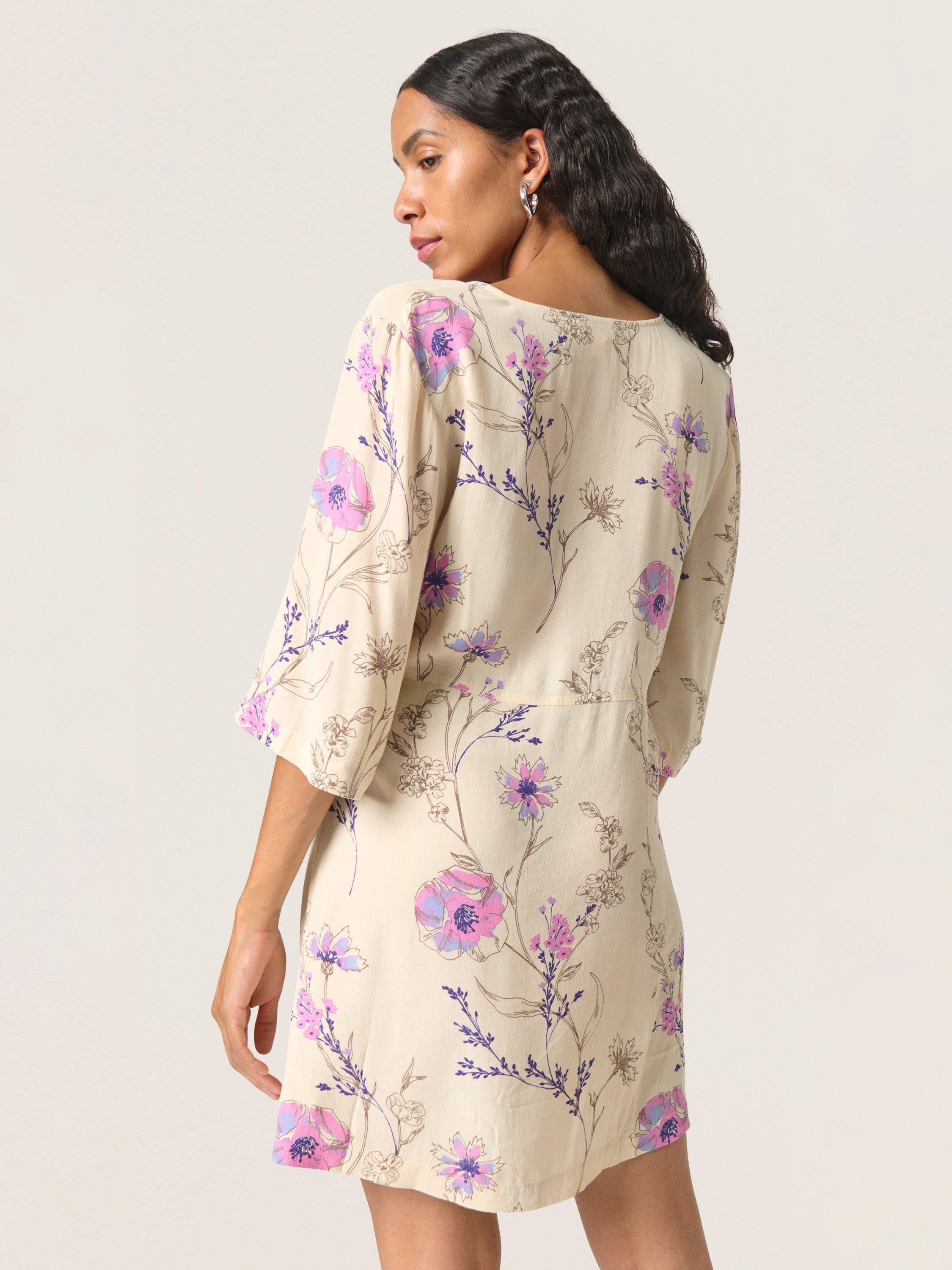 Product image 2 of 6, which shows Soaked In Luxury Naoma Floral Print Mini Dress, Whitecap Grey/Multi, XS