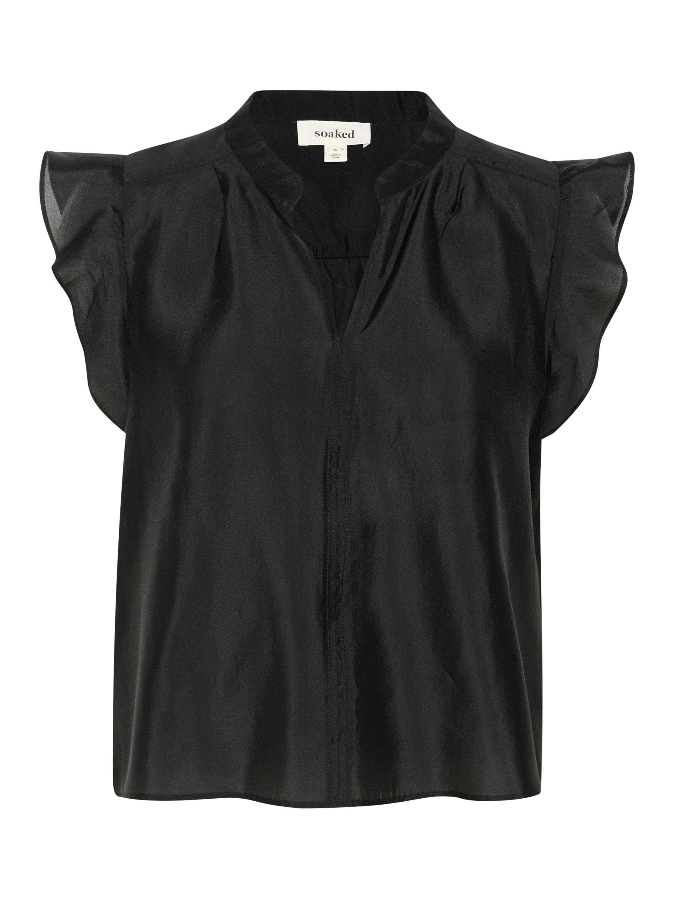 Product image 5 of 6, which shows Soaked In Luxury Karoline Frill Sleeve Top, Black, M