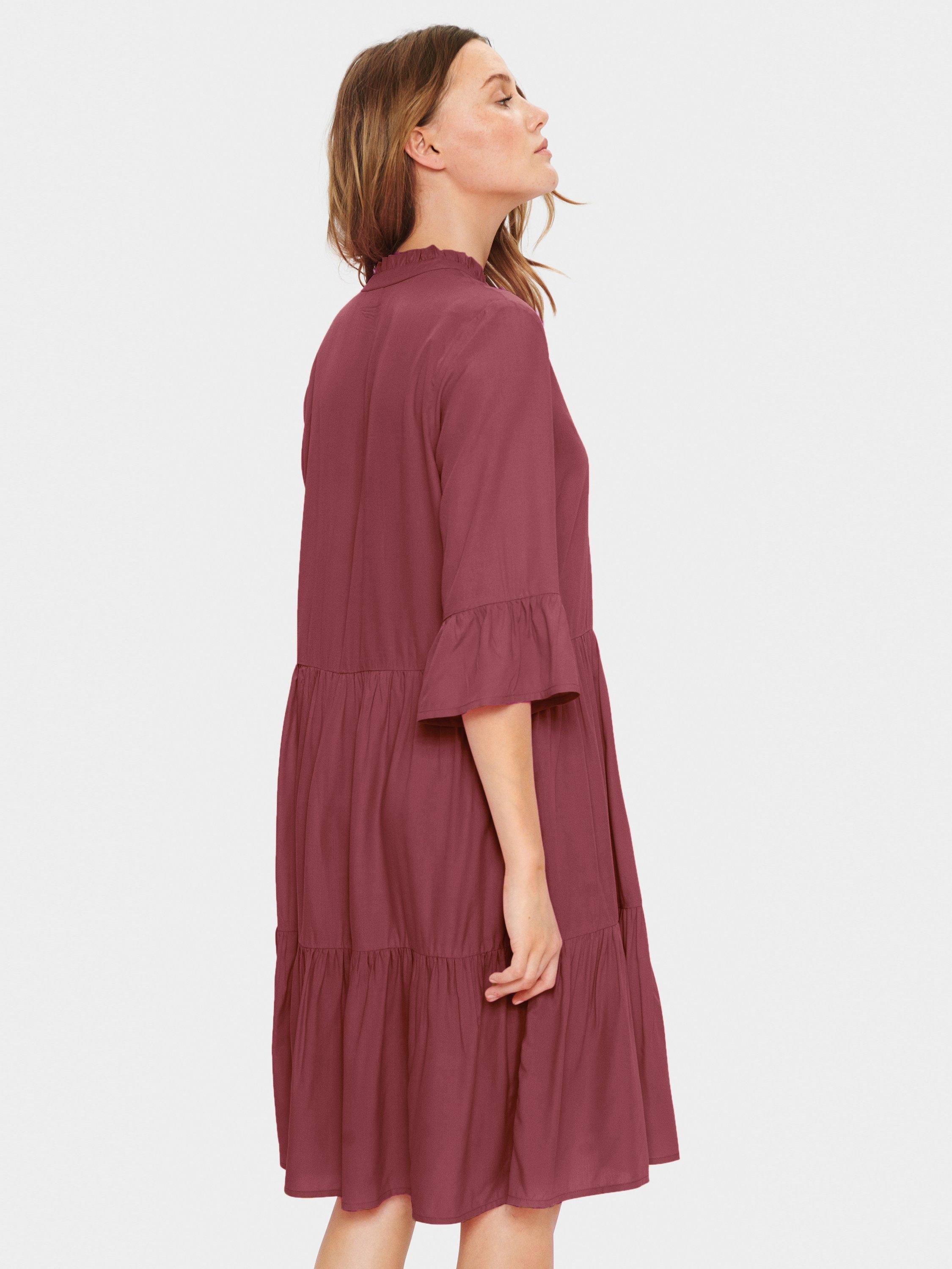 Product image 2 of 6, which shows Saint Tropez Eda Tiered Dress, Burgundy, XS