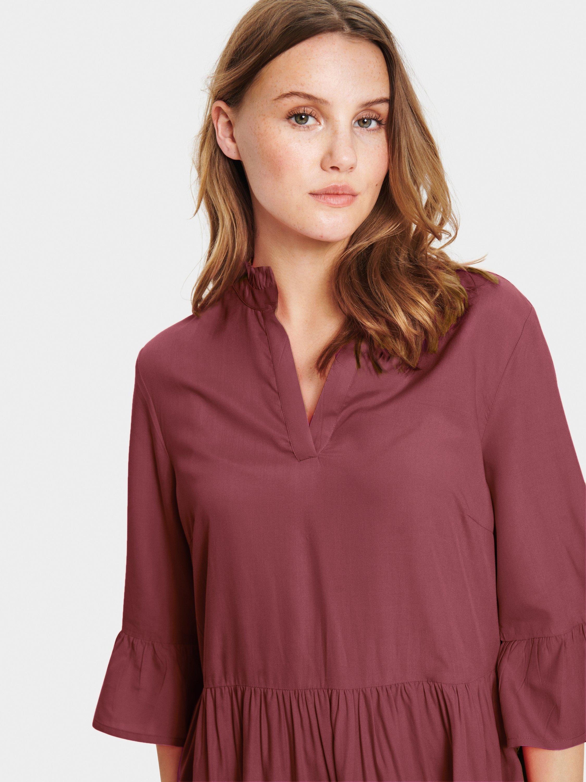 Product image 4 of 6, which shows Saint Tropez Eda Tiered Dress, Burgundy, XS