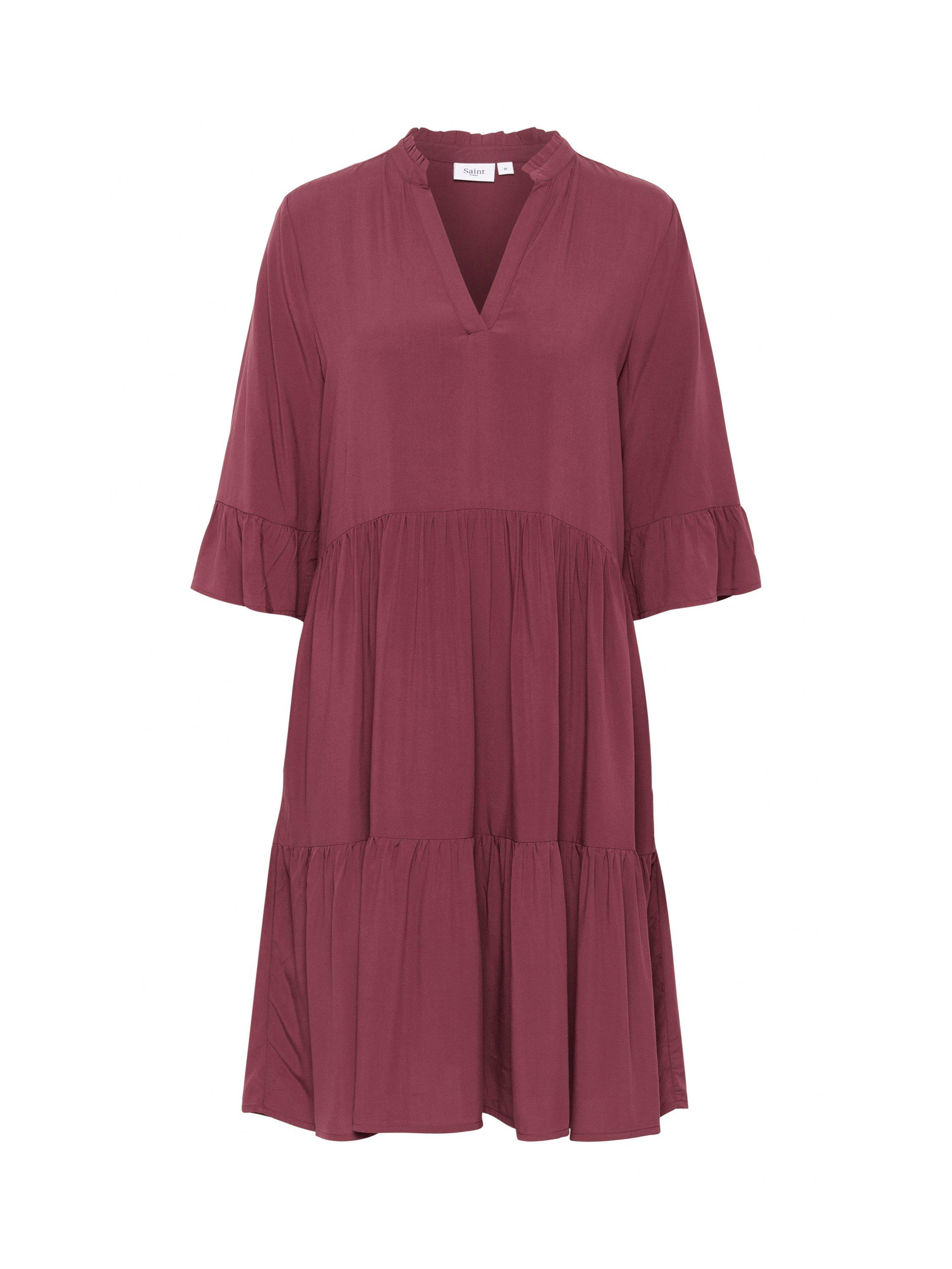 Product image 5 of 6, which shows Saint Tropez Eda Tiered Dress, Burgundy, XS