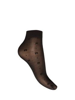 Charnos Bow and Spot Anklet Socks, Black, Black