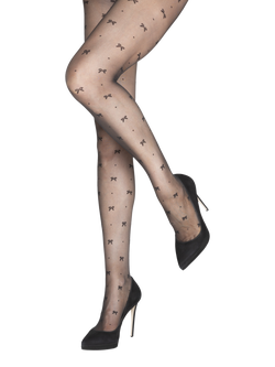 Charnos Bow and Spot Tights, Black, Black