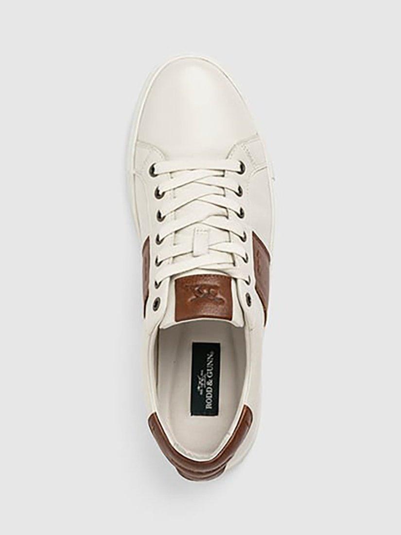 Product image 6 of 9, which shows Rodd & Gunn Endeavour Cruise Leather Trainers, Chalk, 6