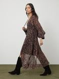 Jigsaw Abstract Leopard Print Dress, Brown/Multi