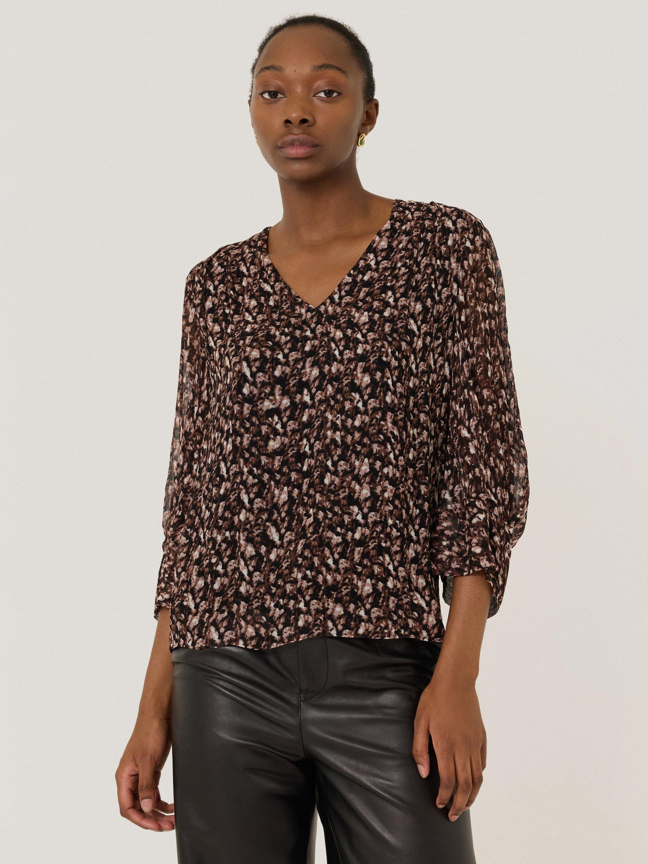 Product image 1 of 6, which shows Jigsaw Abstract Leopard Print Top, Brown/Multi, 8