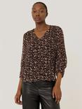 Jigsaw Abstract Leopard Print Top, Brown/Multi
