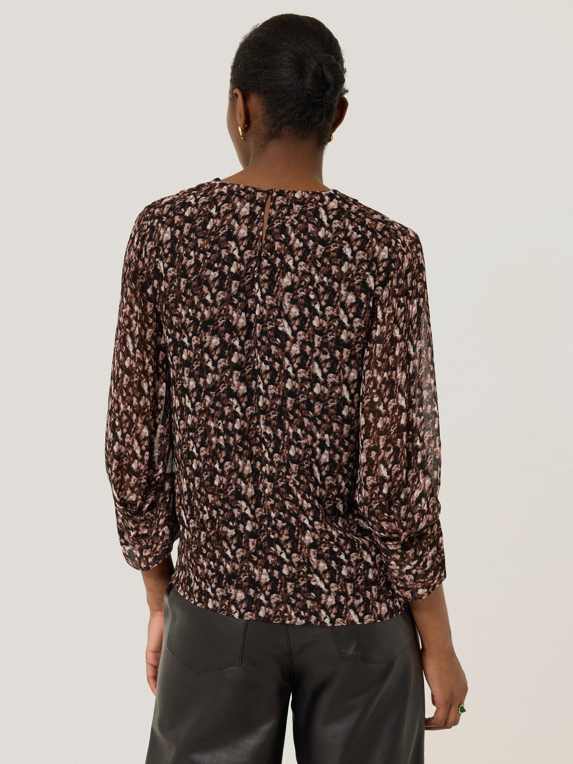 Product image 2 of 6, which shows Jigsaw Abstract Leopard Print Top, Brown/Multi, 8