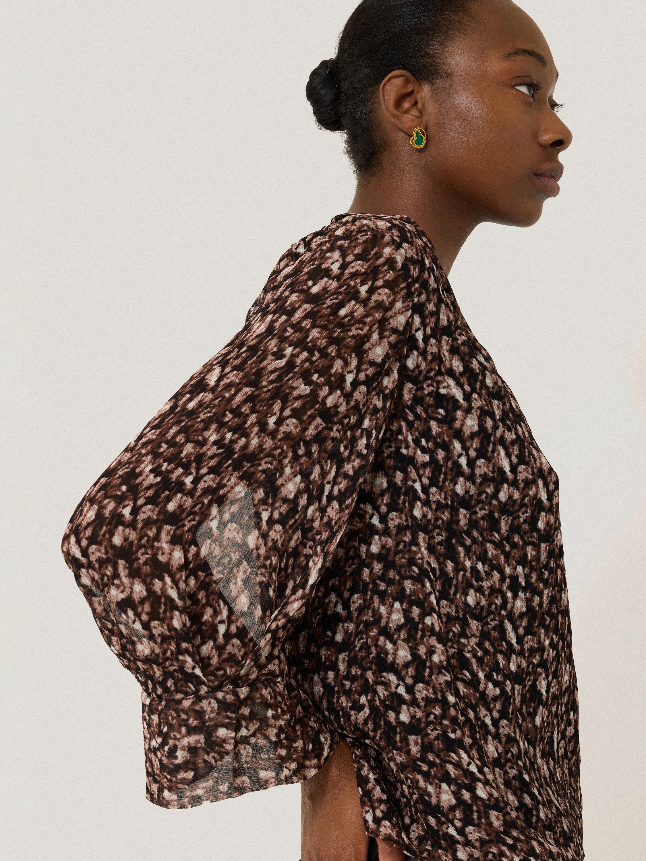 Product image 4 of 6, which shows Jigsaw Abstract Leopard Print Top, Brown/Multi, 8