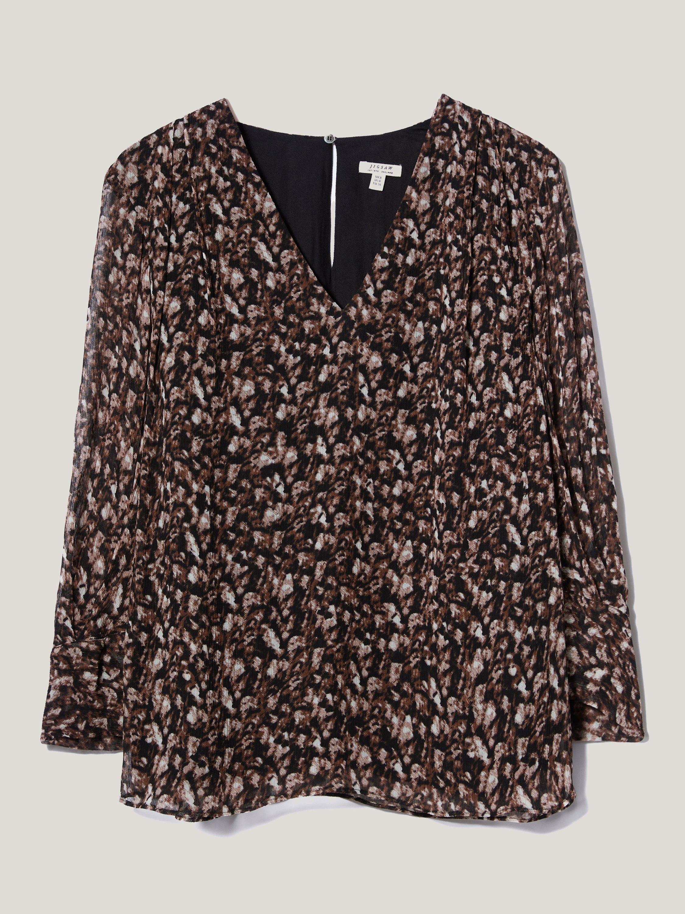 Product image 5 of 6, which shows Jigsaw Abstract Leopard Print Top, Brown/Multi, 8